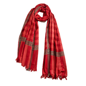 Woolen Stoles & Shawls | Red & Multi | 100x200 CM | - Mojopanda Organic Store