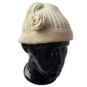 Women Cap | 100% Wool | Cream - Mojopanda Organic Store