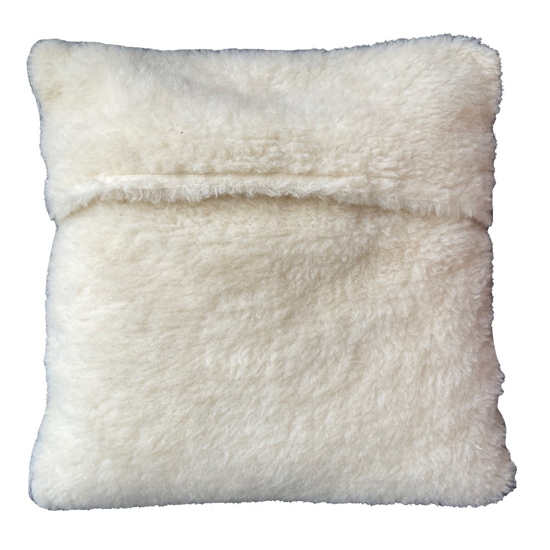 White Cushion with Sherpa Fabric Front and Back - Mojopanda Organic Store