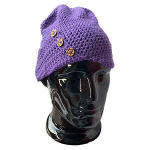 Crochet Women Cap | 100% Wool | Purple - Mojopanda Organic Store