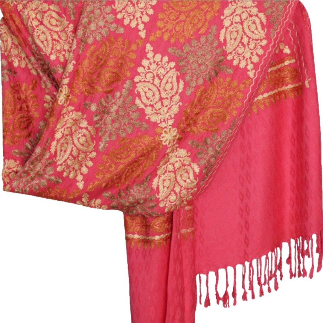Radish Odhni Embroidered | Stoles & Shawls | 100% Wool | For Women - Mojopanda Organic Store