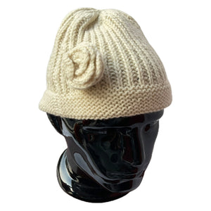 Women Cap | 100% Wool | Cream - Mojopanda Organic Store