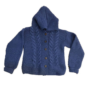Organic Wool | Hoody | Chambray | Size- 2 years - Mojopanda Organic Store