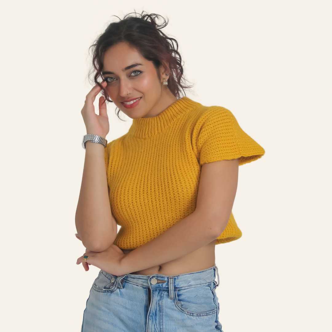 Akira Woolen Top – Bright, Light, and Elegant Handknitted Wool - Mojopanda Organic Store