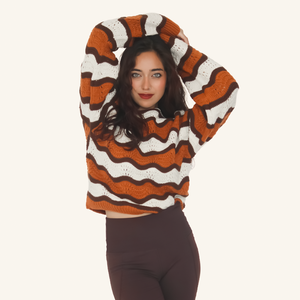 Camellia Pullover – Handknitted Stripes for Modern Women - Mojopanda Organic Store
