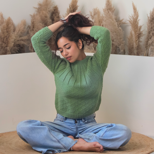 Midori Pullover – Fresh, Nature-Inspired Handknitted Wool - Mojopanda Organic Store