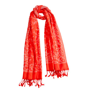 Woolen Stoles & Shawls |Red & Beige | 70x200 CM | - Mojopanda Organic Store