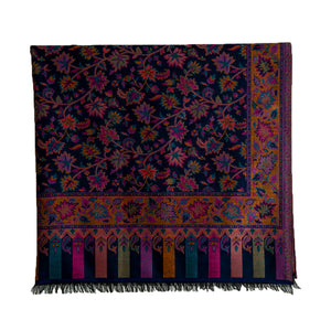 Woolen Stoles & Shawls | Floral Motif | Pink & Multi | 100x210 CM | - Mojopanda Organic Store
