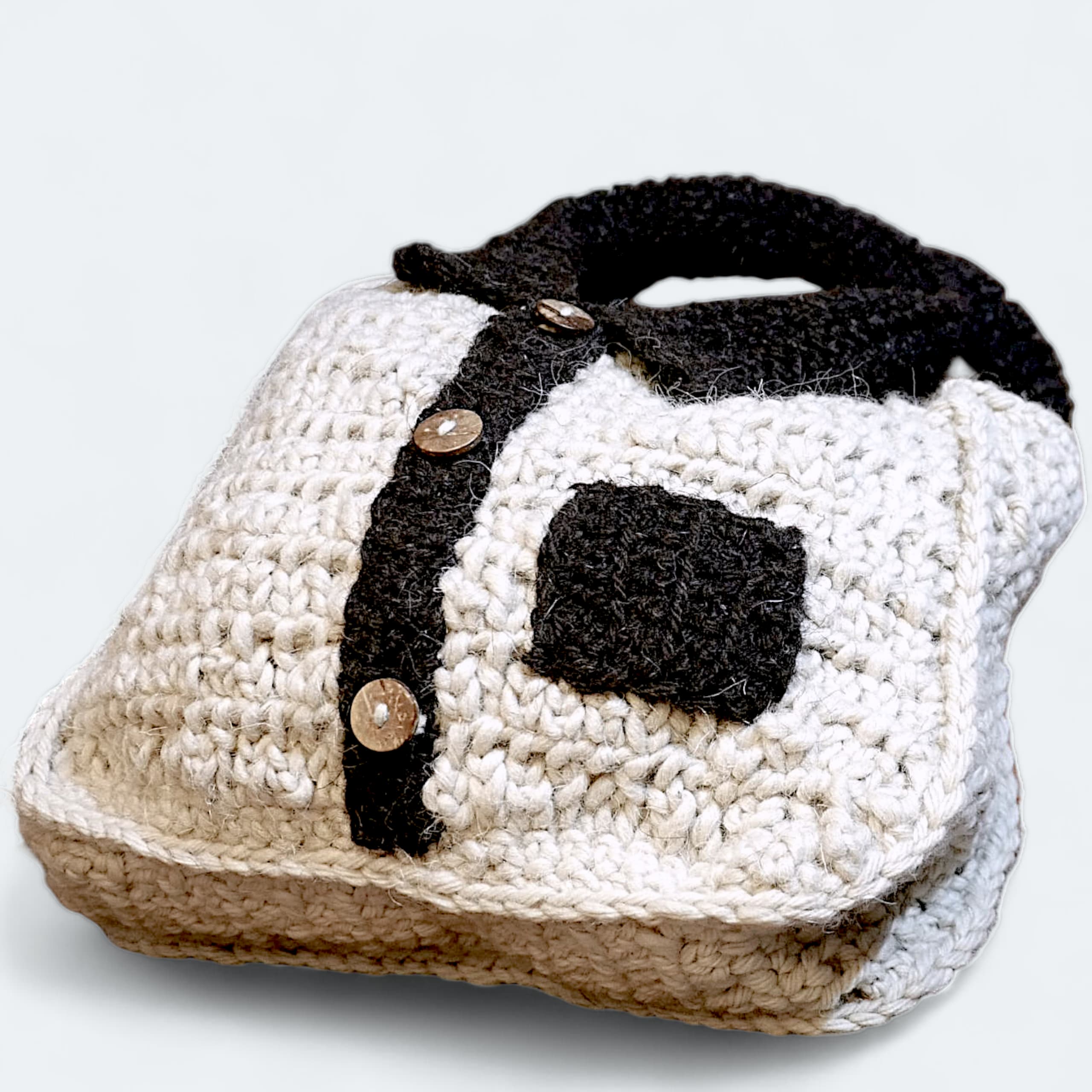 Teen Wool Bag – Jacket Design in Natural & Brown - Mojopanda Organic Store