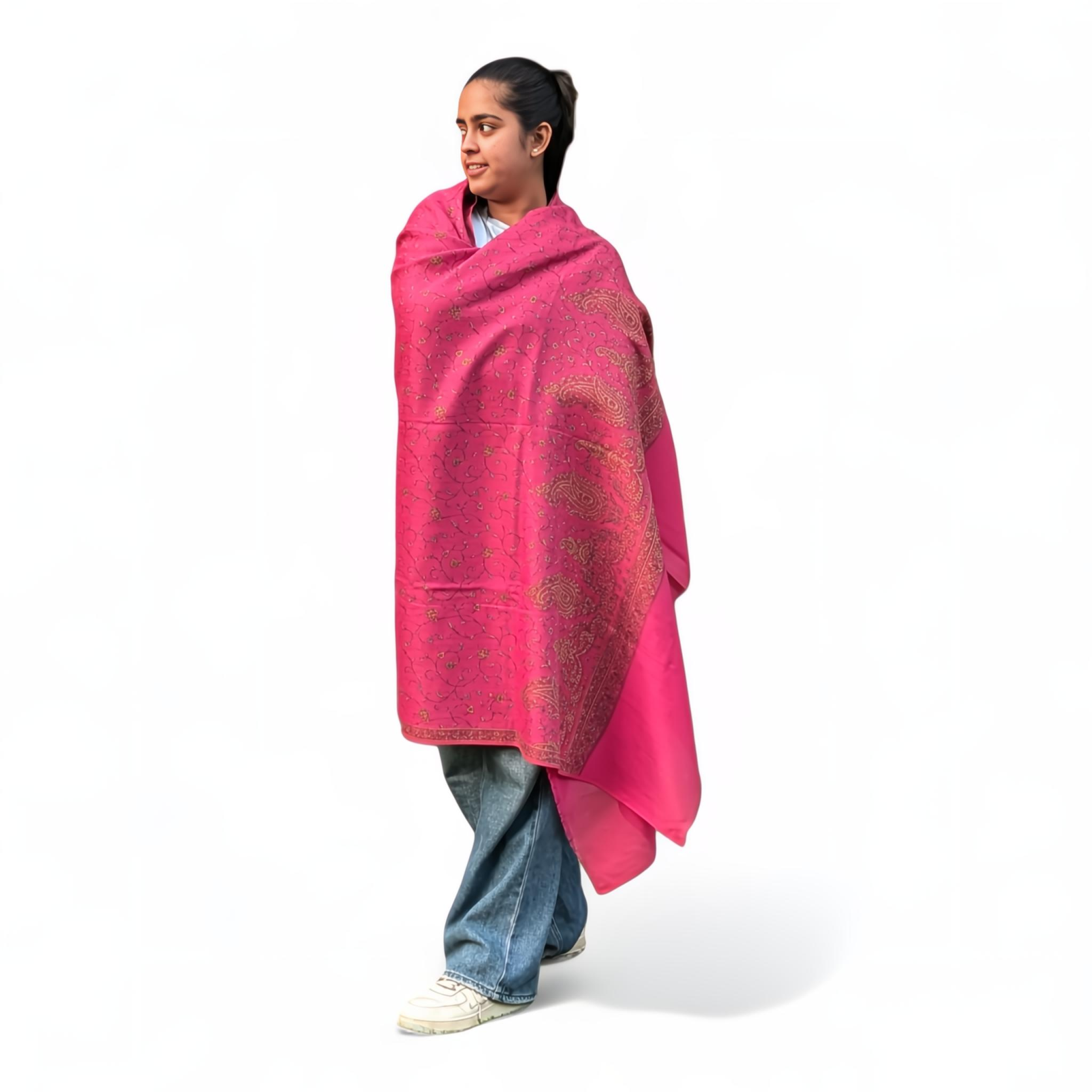 Pink Viscose Printed Stole | Multi-Pattern Ethnic Design | Soft Lightweight Wrap - Mojopanda Organic Store