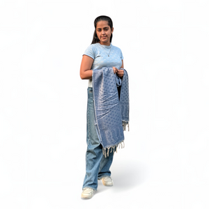 Blue Viscose Printed Dupatta | Soft Lightweight Ethnic Wrap - Mojopanda Organic Store