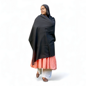 Black Wool–Silk Blend Stole | Soft, Luxurious & Lightweight | Classic Solid Design - Mojopanda Organic Store