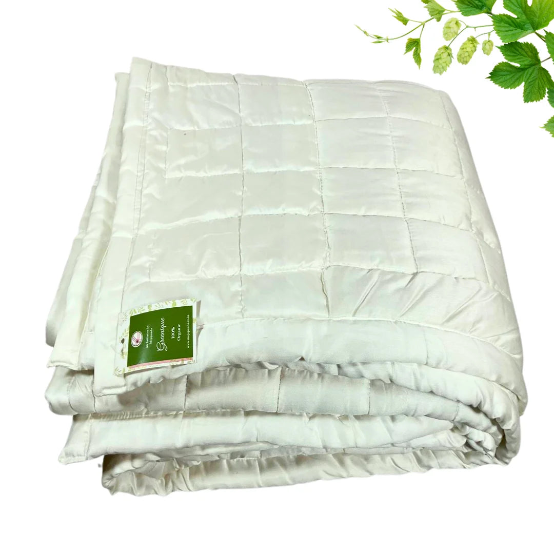 Quilt with Check Design I Bamboo Fabric I Wool Infill