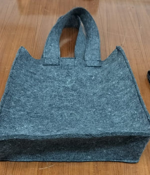 Organic Wool Felt Tote Bag- Grey - Mojopanda Organic Store