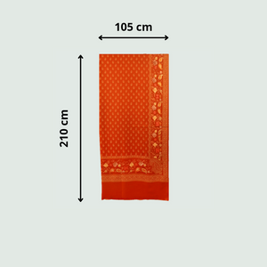 Tangerine Floral Odhani | Stoles & Shawls | 100% Wool - Mojopanda Organic Store