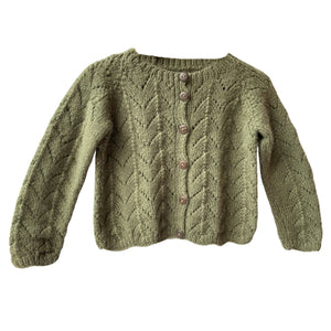 Organic Wool | Cardigan | Olive Green | Size- 18 Month - Mojopanda Organic Store