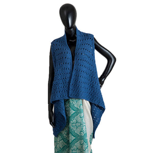Poncho & Shrugs |;Chambray | For Women | 100% Premium Wool - Mojopanda Organic Store