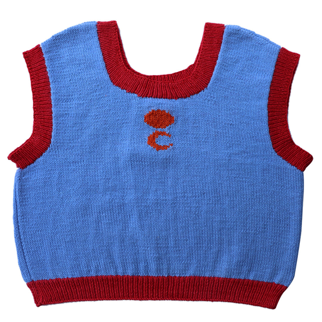 Organic Wool | Top - Sun & Moon Design | Red & Wild Blue - Mojopanda Organic Store