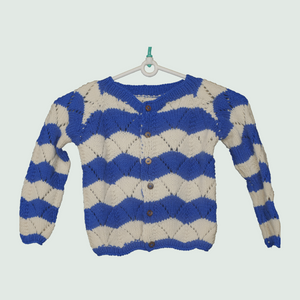 Ocean waves - Woollen Cardigan I 100% Organic wool - Mojopanda Organic Store