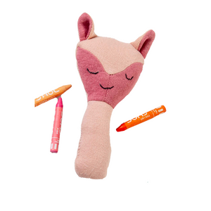 Fox Rattle Pink Knitted Stuffed/Plush/Baby/Soft Toy | 100% Premium Cotton - Mojopanda Organic Store