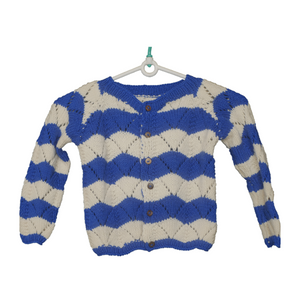 Ocean waves - Woollen Cardigan I 100% Organic wool - Mojopanda Organic Store