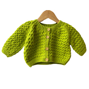 Cardigan Wattle | For Girl & baby Boys | 100% Organic Wool | Size-1 - 12 month