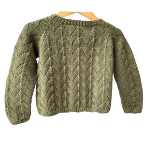 Organic Wool | Cardigan | Olive Green | Size- 18 Month - Mojopanda Organic Store