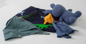 Gift Set of 4 (Blanket with Muslin Bib, Rabbit, Giraffe Comforter) | 100% Organic Cotton - Mojopanda Organic Store