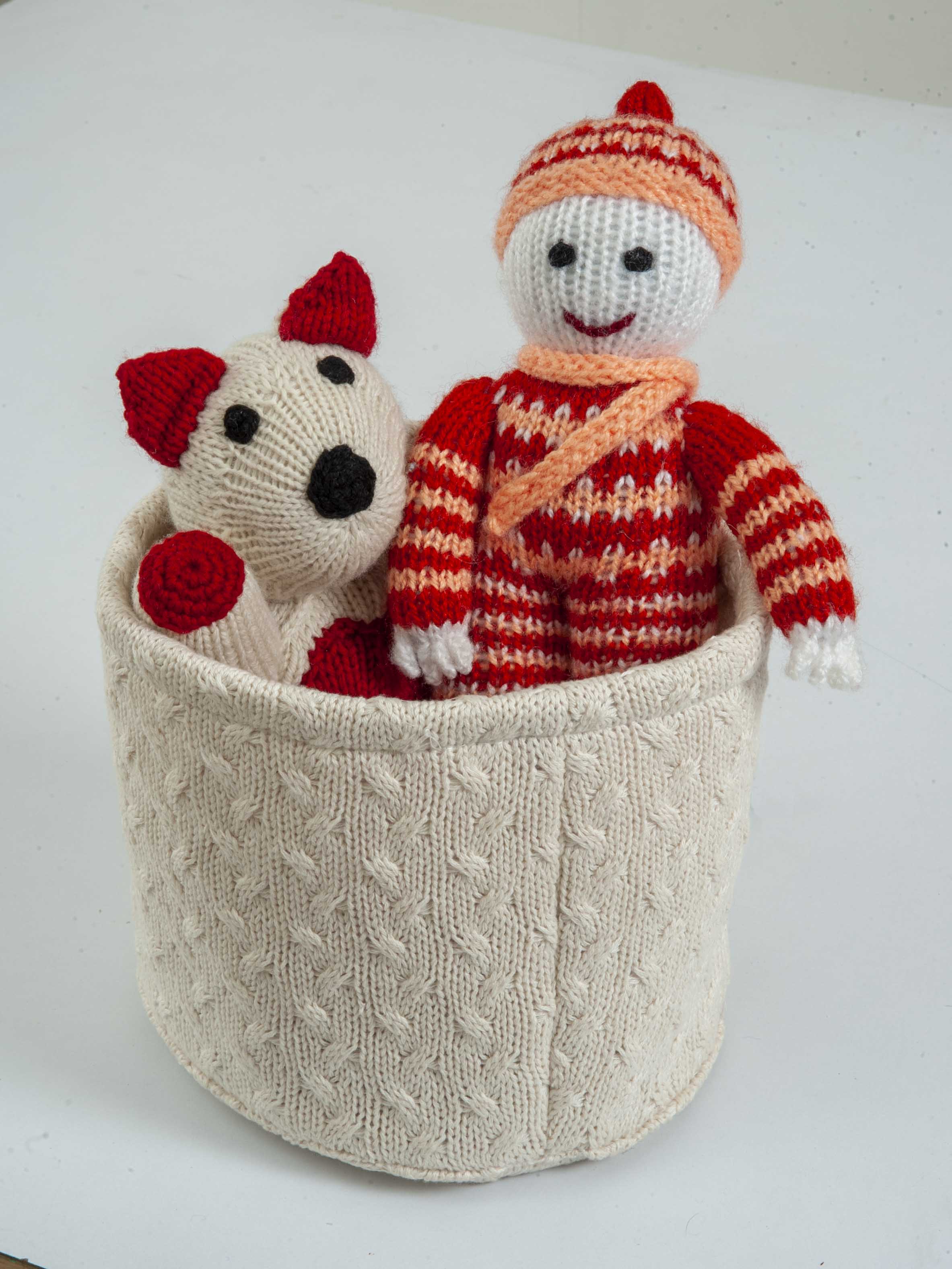 Gift Set of 3 (Basket, Doll, Panda Bear) | 100% Organic Wool - Mojopanda Organic Store