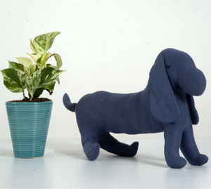 Dog Knitted Dark Blue Stuffed/Plush/Soft Pet Toy | 100% Premium Cotton - Mojopanda Organic Store