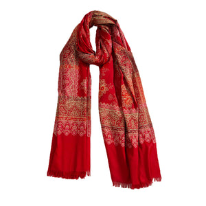 Woolen Stoles & Shawls | Red & Multi | 100x210 CM | - Mojopanda Organic  Store