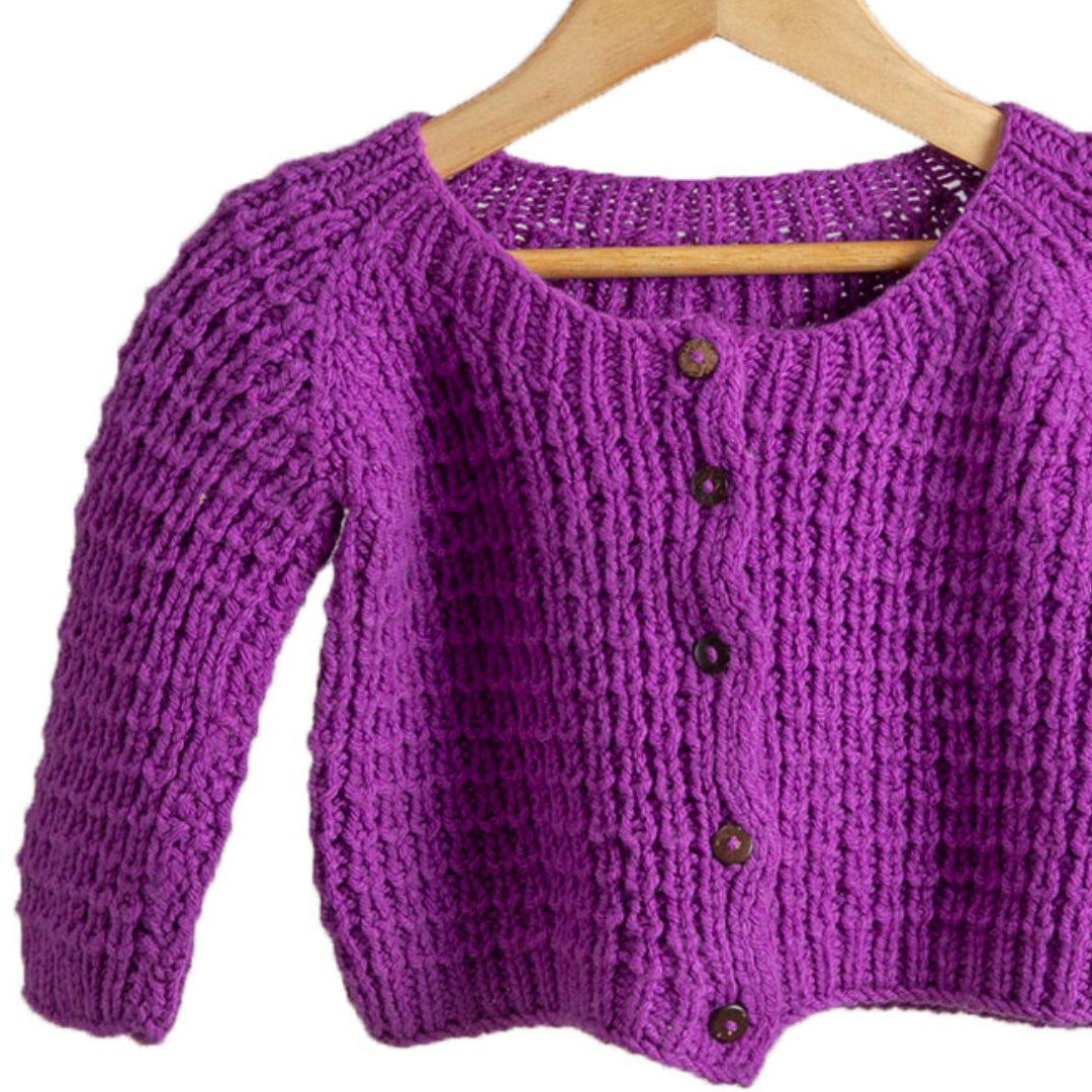 Cardigan Purple Haze | For Boy & Girl Baby |100% Organic Wool | Size-9 Months - Mojopanda Organic  Store