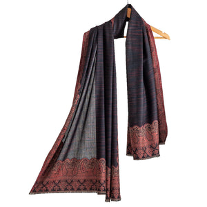 Woolen Stoles & Shawls | Black & Multl | 100x210 CM | - Mojopanda Organic  Store