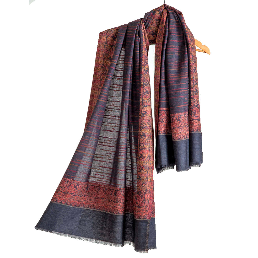 Woolen Stoles & Shawls | Black & Multi | 210x105 CM | - Mojopanda Organic  Store