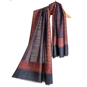 Woolen Stoles & Shawls | Black & Multi | 210x105 CM | - Mojopanda Organic  Store