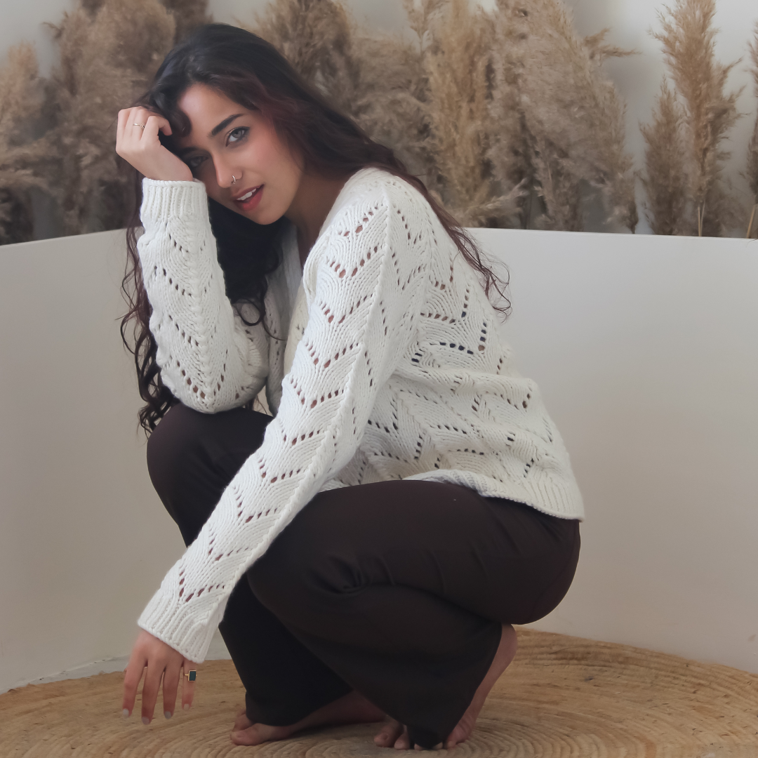 Kaze Woolen Cardigan – Light, Breezy Elegance in Handknitted Wool - Mojopanda Organic  Store