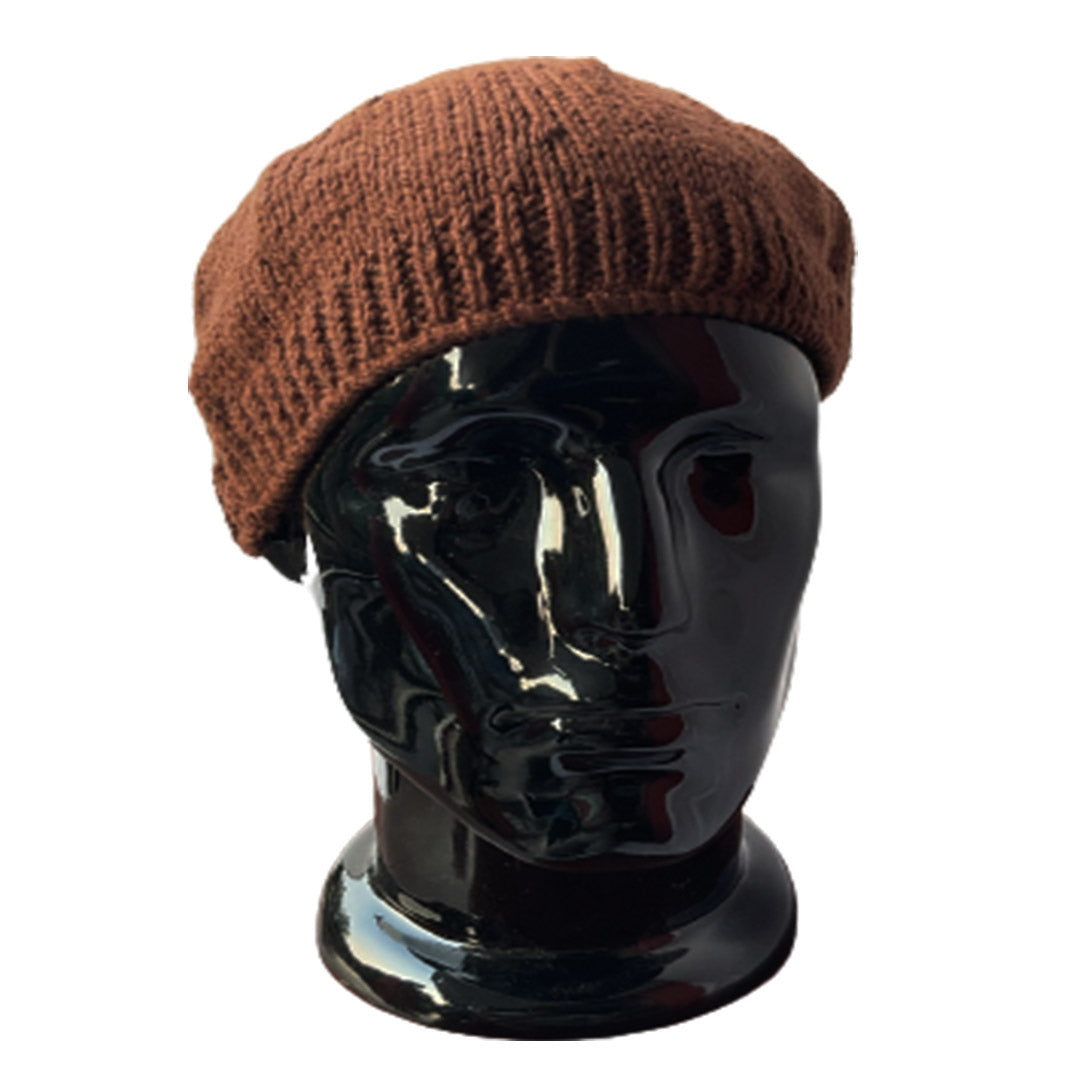 Wool Cap| Unisex  | 100% Wool | Brown - Mojopanda Organic  Store