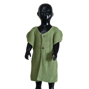 Frock Olive Green, Mustard Yellow & Classic Rose  | For Baby Girl | 100% Organic Wool | Size-3 Years - Mojopanda Organic  Store