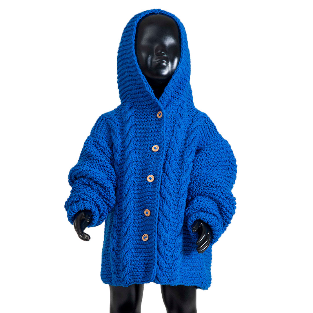Organic Wool  |  Hoody | Chambray | Size- 2 years - Mojopanda Organic  Store