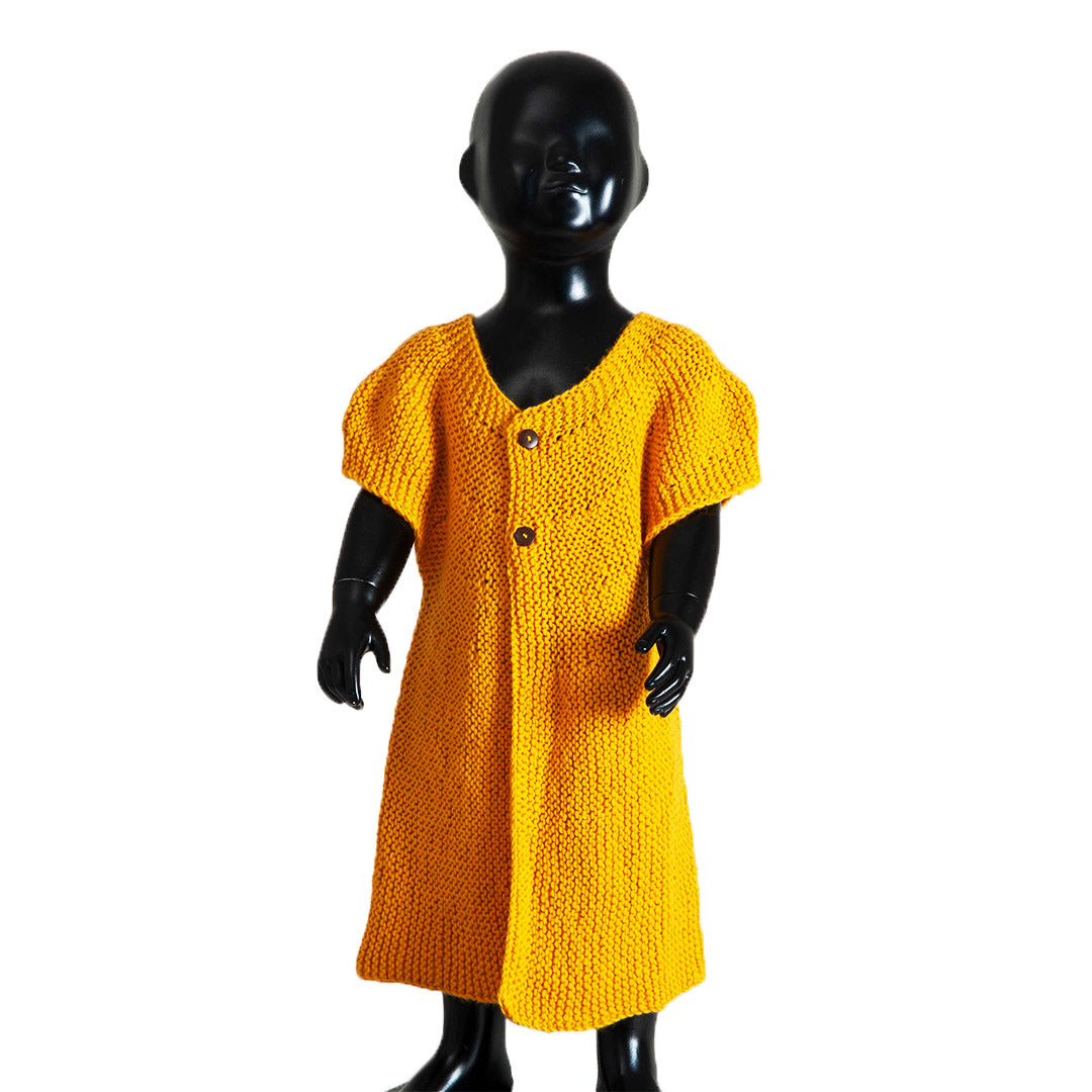 Frock Olive Green, Mustard Yellow & Classic Rose  | For Baby Girl | 100% Organic Wool | Size-3 Years - Mojopanda Organic  Store