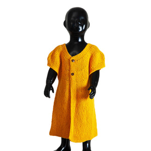Frock Olive Green, Mustard Yellow & Classic Rose  | For Baby Girl | 100% Organic Wool | Size-3 Years - Mojopanda Organic  Store