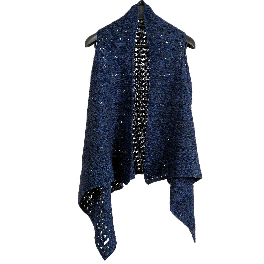 Poncho & Shrugs |Blue & Black  | For Women | 100% Premium Wool - Mojopanda Organic  Store
