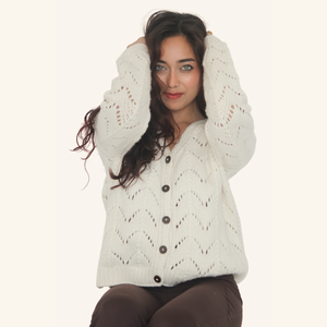 Kaze Woolen Cardigan – Light, Breezy Elegance in Handknitted Wool - Mojopanda Organic  Store