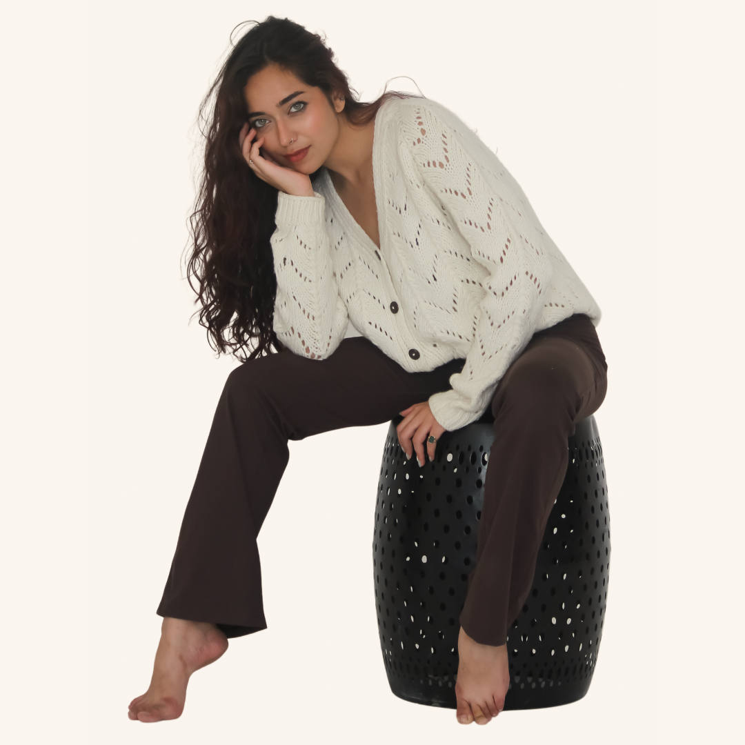 Kaze Woolen Cardigan – Light, Breezy Elegance in Handknitted Wool - Mojopanda Organic  Store