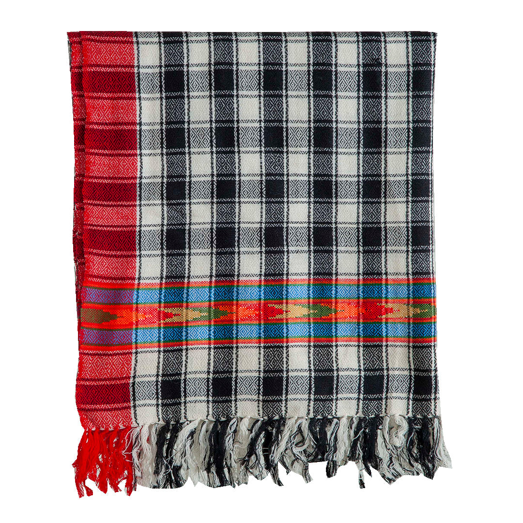Woolen Stoles & Shawls|  Check design  | Black & Multi | 70x200 CM | - Mojopanda Organic  Store
