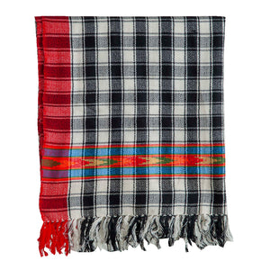 Woolen Stoles & Shawls|  Check design  | Black & Multi | 70x200 CM | - Mojopanda Organic  Store