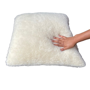 White Cushion with Sherpa Fabric  Front and Back - Mojopanda Organic  Store