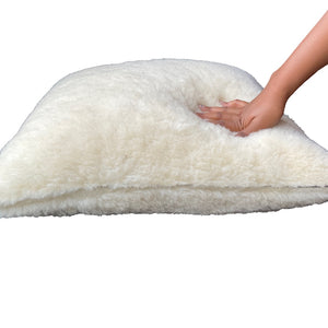 White Cushion with Sherpa Fabric  Front and Back - Mojopanda Organic  Store
