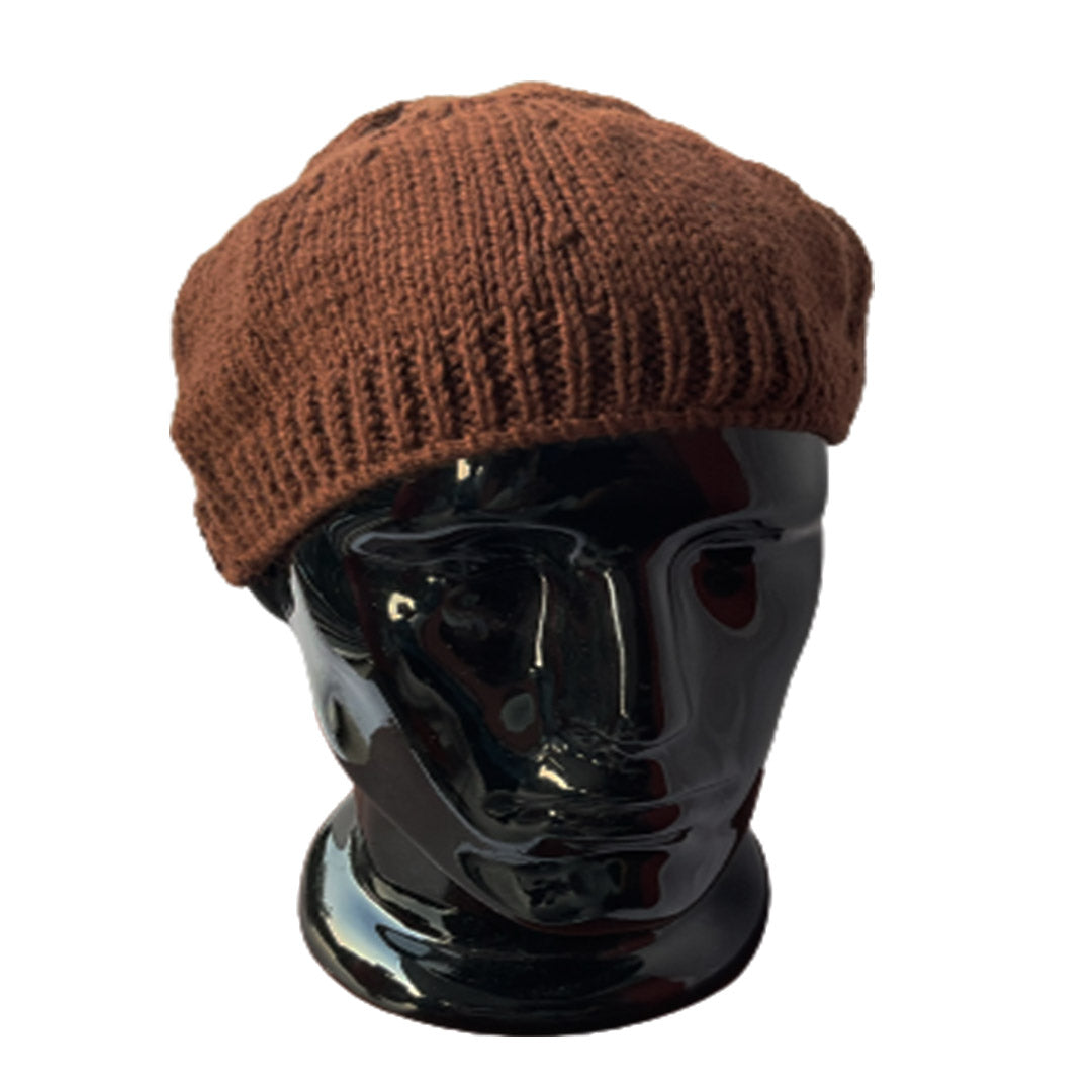 Wool Cap| Unisex  | 100% Wool | Brown - Mojopanda Organic  Store
