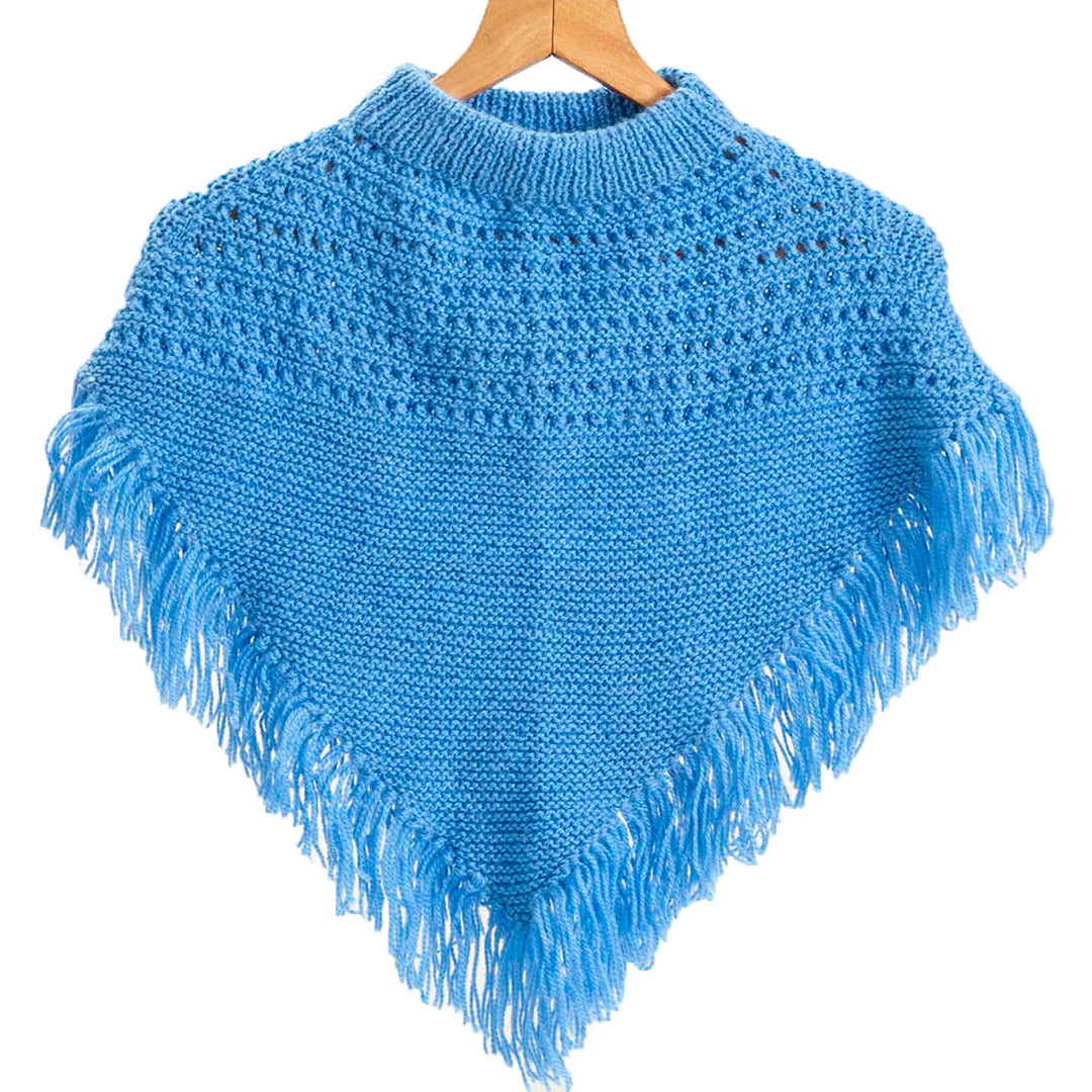 Poncho & Shrugs |  Rock Blue  |  For  Women's  |  100% Premium  Wool - Mojopanda Organic  Store